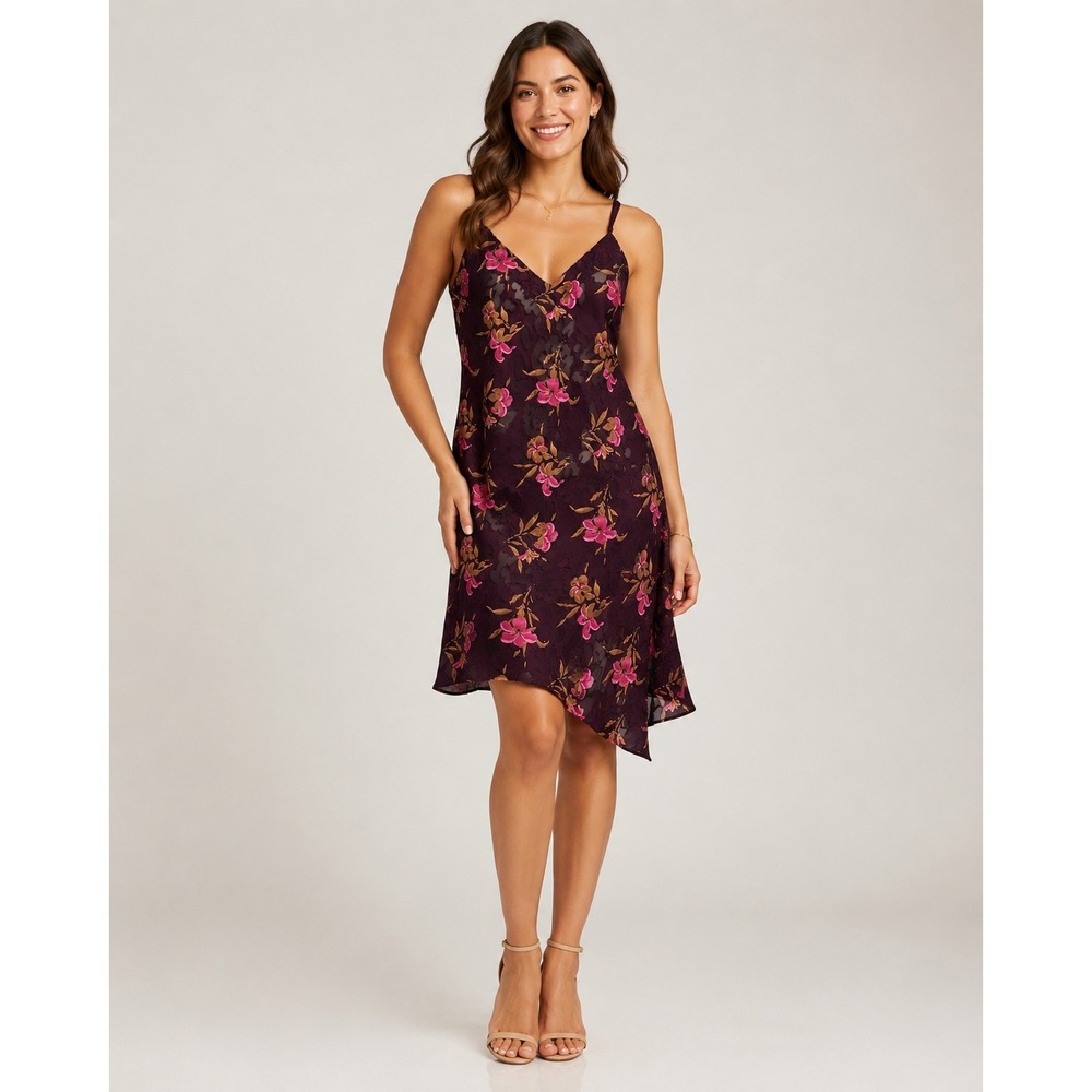 Vintage Y2K Victoria's Secret Slip Nightgown Dress Medium Purple Sheer Floral